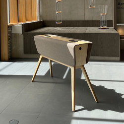 The Pommel Hub | Ergonomic Upholstery Hub with Storage and Power | Standing tables | GreyFox